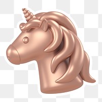 Rose gold  unicorn  png sticker, transparent background