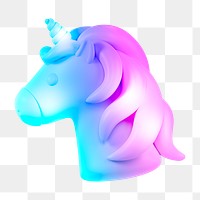 Unicorn icon  png sticker, 3D neon glow, transparent background