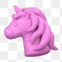 Unicorn icon  png sticker, 3D clay texture design, transparent background