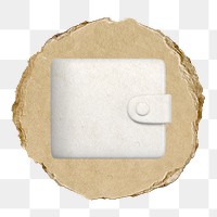 White wallet  png sticker,  3D ripped paper, transparent background