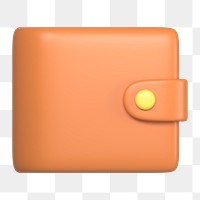 Wallet icon  png sticker, 3D rendering illustration, transparent background