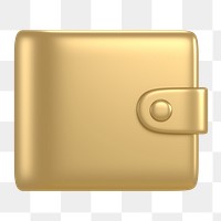 Wallet icon  png sticker, 3D gold design, transparent background