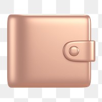 Wallet icon  png sticker, 3D rose gold design, transparent background