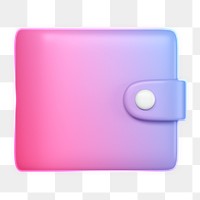 Wallet icon  png sticker, 3D neon glow, transparent background