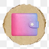 Pink wallet  png sticker,  3D ripped paper, transparent background