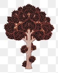 Brown tree png sticker, vintage botanical illustration, transparent background