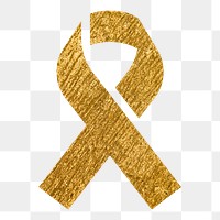 Ribbon png icon sticker, gold glittery design, transparent background