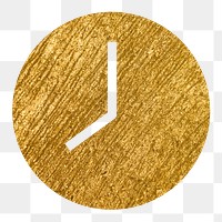 Clock png icon sticker, gold glittery design, transparent background