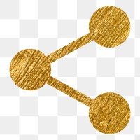 Link png icon sticker, gold glittery design, transparent background