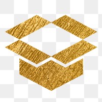 Open box png icon sticker, gold glittery design, transparent background