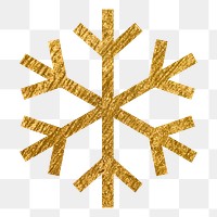 Snowflake png icon sticker, gold glittery design, transparent background