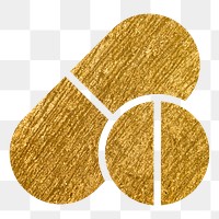 Medicine png icon sticker, gold glittery design, transparent background