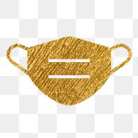 Face mask png icon sticker, gold glittery design, transparent background