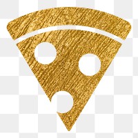 Pizza png icon sticker, gold glittery design, transparent background