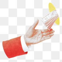 Hand accepting cash png sticker, transparent background