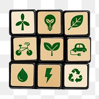 Environment icons png sticker, Puzzle cube design, transparent background