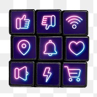 Png online communication icons sticker, Puzzle cube design, transparent background