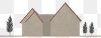 Beige house png border, paper texture design, transparent background