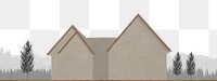 Beige house png border, paper texture design, transparent background