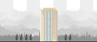 Building & mountain png border, living area, transparent background