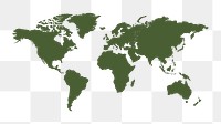 Png world map sticker, green design, transparent background