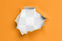 Paper hole png mockup, yellow background, transparent design
