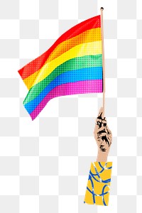 Rainbow flag png sticker, pop art design, transparent background