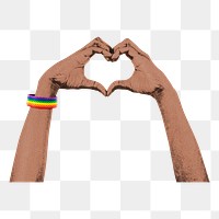 Heart hands png sticker, pride wristband design, transparent background