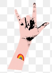 Png I love you hand sign sticker, pride design, transparent background