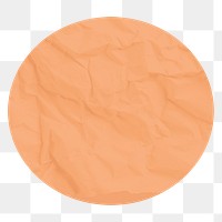 Round badge png sticker, orange paper texture design, transparent background