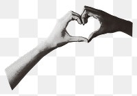 Heart hand png sticker, halftone design, transparent background