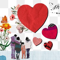 Family love png background, paper texture, transparent design