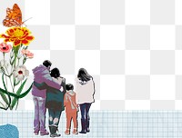 Family love png border, colorful design, transparent background