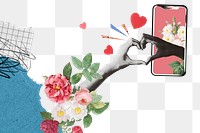 Online dating png border, floral aesthetic, transparent design