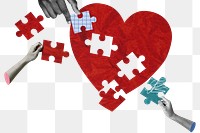 Heart puzzle png border, mental health, transparent design