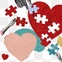 Heart puzzle png background, mental health, transparent design