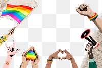 Pride month png border, rainbow design, transparent background