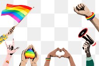 Pride month png border, rainbow design, transparent background