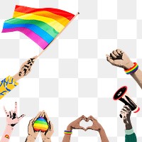 Pride month png border, rainbow design, transparent background