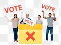 People voting png election sticker, transparent background