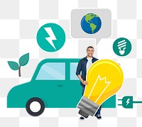 Electric car png sticker, green energy, transparent background