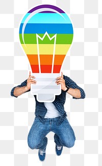 LGBT ideas png sticker, man jumping with joy, transparent background