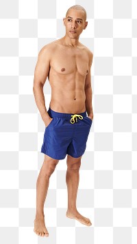 Png man in blue board shorts 