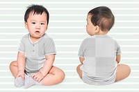 Png baby&#39;s clothing mockup in studio