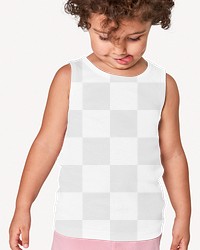 Png kid's tank top mockup, front view editable transparent design