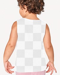 Png kid's tank top mockup, back view editable transparent design