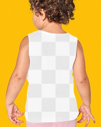 Png kid's tank top mockup, back view editable transparent design