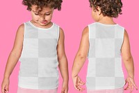 Png kid's tank top mockup, editable transparent design