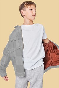 Boy's jacket png mockup in studio