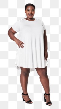Size inclusive white dress apparel mockup png women&#39;s fashion